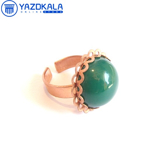 انگشتر مسی نگین سنگ سبز طرح1