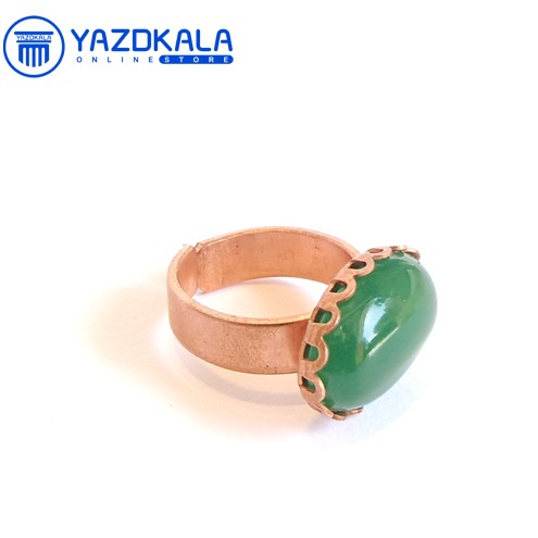انگشتر مسی نگین سنگ سبز طرح2
