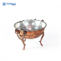 آجیل خوری مسی|قطر 23cm| کاسه اجیل سه پایه بلند مس |کد 2032