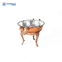 آجیل خوری مسی|قطر 20cm| کاسه اجیل سه پایه بلند مس |کد 2031